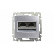 Valena - Розетка 2хRJ-45 FTP CAT6 монтаж на винтах, алюминий
