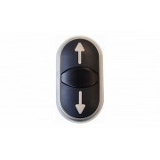 Кнопка двойная белые стрелки вверх/вниз на черном фоне c белой линзой для лампы M22-DDL-S-X7/X7