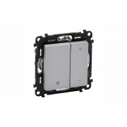 Valena Life - Светорегулятор кнопочный универсальный 400Вт без нейтрали, алюминий (инд. упаковка)